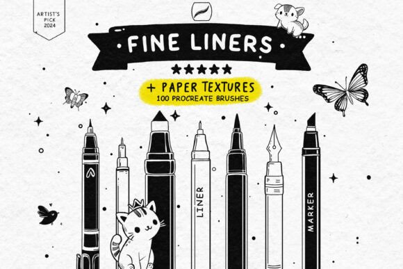 Download 100 Fine Line Brushes for Procreate - Brushes for procreate Collection
