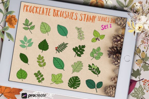 Download Procreate Brushes Stamp Leaves Set 2 - Leaves Collection